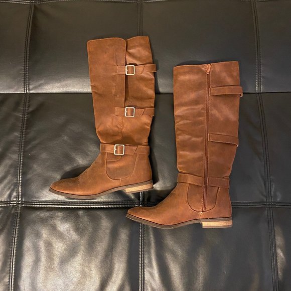 JustFab Shoes - Buckled Flat Boots
